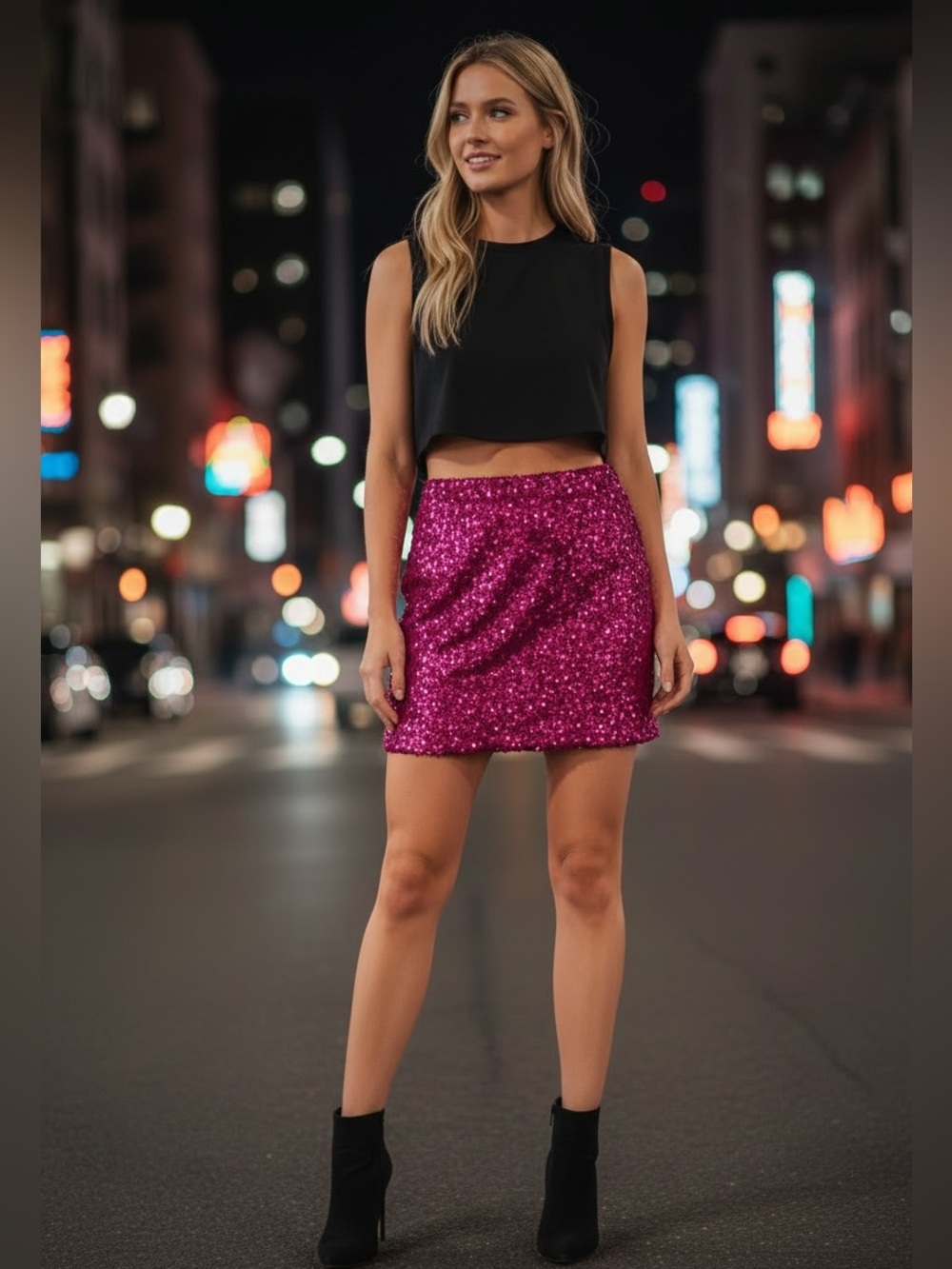 Versona Hot Pink Sequin Mini Skirt Size Medium Brand New With Tags 🔥